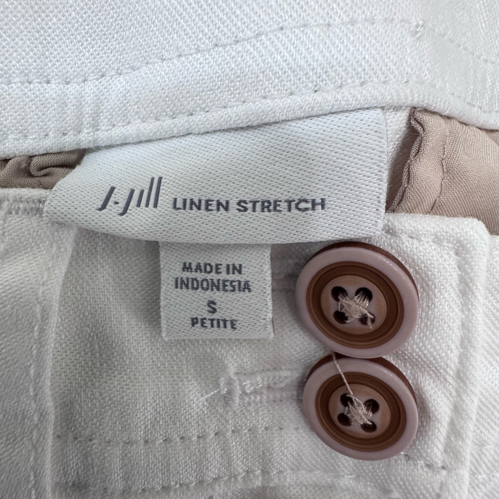 J Jill White Linen Blend Cropped Pants Size S Petite - Picture 3 of 3